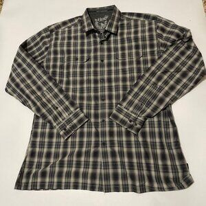 Kuhl Response Eluxur Shirt Men’s XL Long Sleeve Gray Blue Plaid Outdoor Hiking
